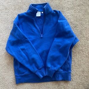 Aritzia Blue Cozy Sweatfleece Quarter Zip